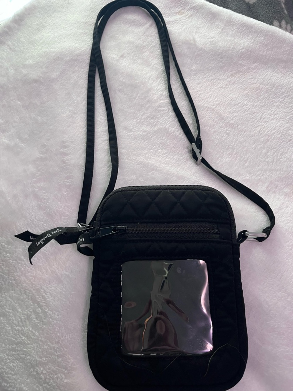 Vera Bradley Black Quilted Crossbody with Clear Front Pocket